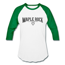 Load image into Gallery viewer, Maple Rock Farm - Baseball T - white/kelly green
