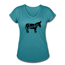 Load image into Gallery viewer, Women&#39;s Tri-Blend V-Neck T-Shirt - heather turquoise
