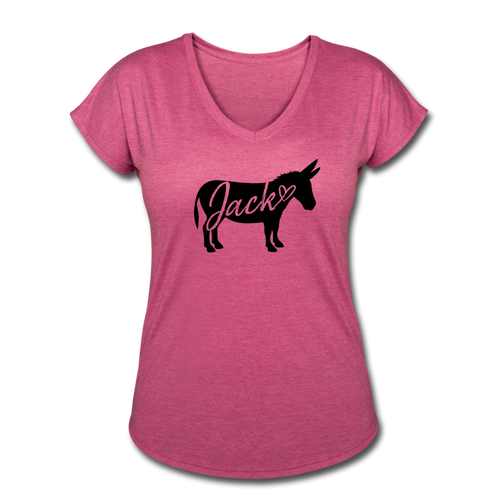 Women's Tri-Blend V-Neck T-Shirt - heather raspberry