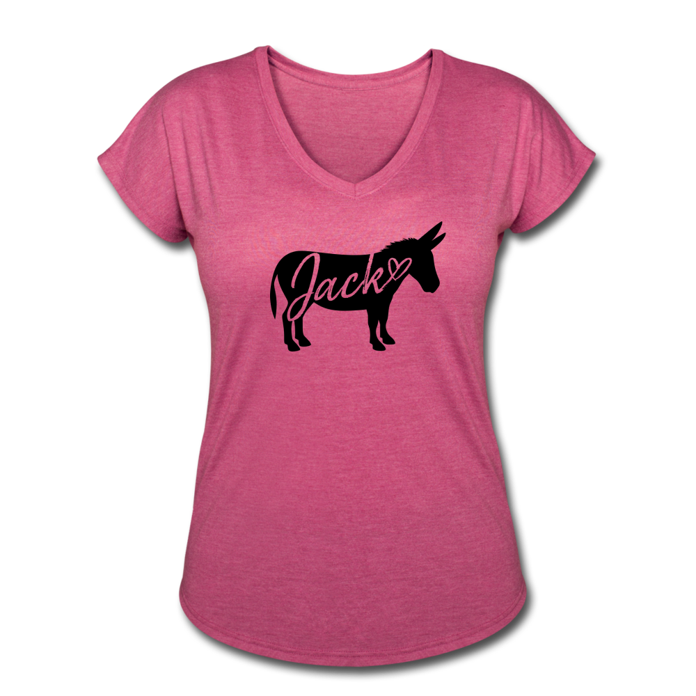 Women's Tri-Blend V-Neck T-Shirt - heather raspberry