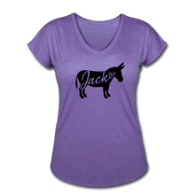 Load image into Gallery viewer, Women&#39;s Tri-Blend V-Neck T-Shirt - purple heather
