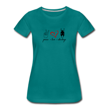 Load image into Gallery viewer, Women’s Peace Love Donkey T-Shirt - teal
