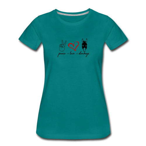 Women’s Peace Love Donkey T-Shirt - teal