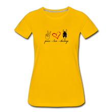 Load image into Gallery viewer, Women’s Peace Love Donkey T-Shirt - sun yellow
