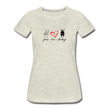 Load image into Gallery viewer, Women’s Peace Love Donkey T-Shirt - heather oatmeal
