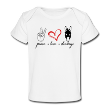 Load image into Gallery viewer, Peace Love Donkeys - Organic Baby T-Shirt - white
