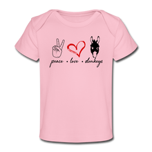 Load image into Gallery viewer, Peace Love Donkeys - Organic Baby T-Shirt - light pink
