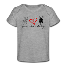 Load image into Gallery viewer, Peace Love Donkeys - Organic Baby T-Shirt - heather gray
