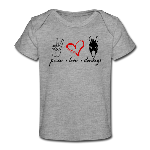 Peace Love Donkeys - Organic Baby T-Shirt - heather gray