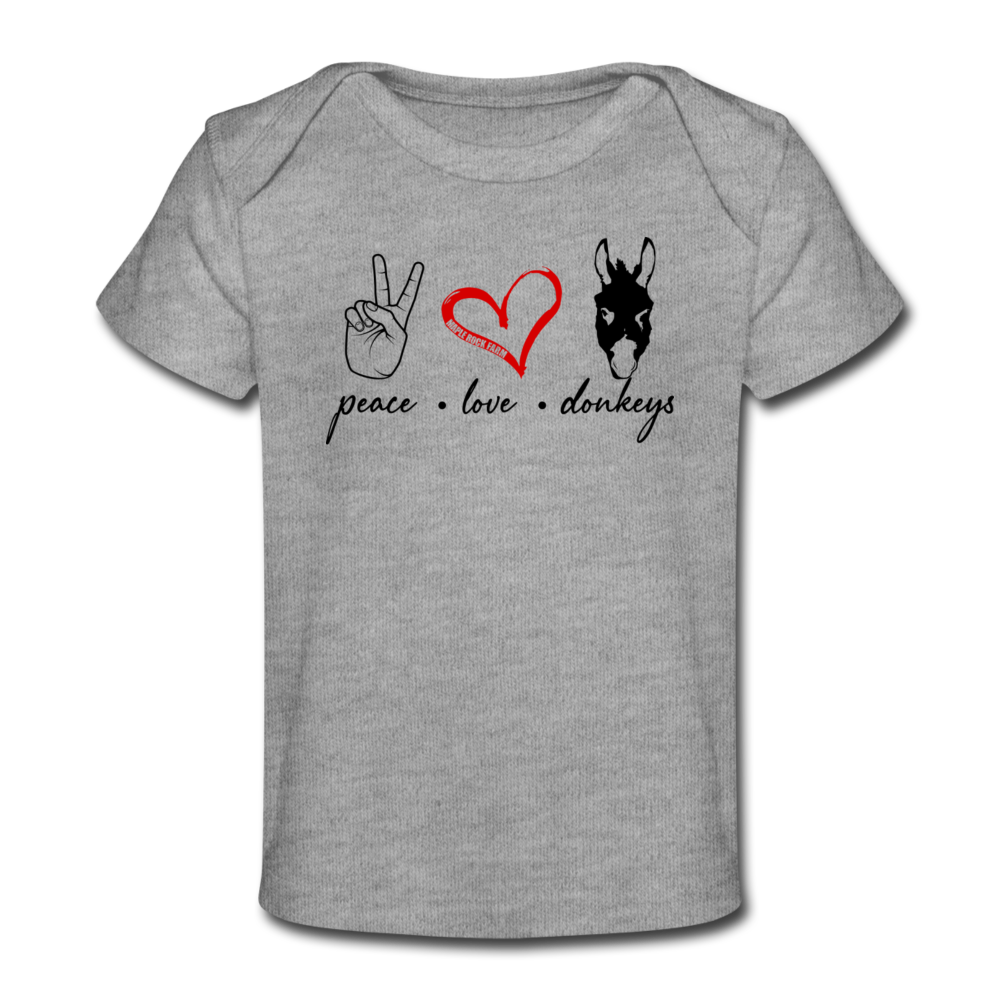 Peace Love Donkeys - Organic Baby T-Shirt - heather gray