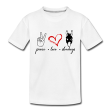 Load image into Gallery viewer, Toddler Peace Love Donkeys T-Shirt - white
