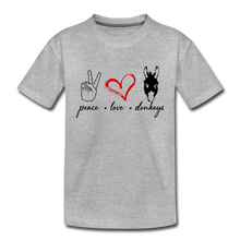 Load image into Gallery viewer, Toddler Peace Love Donkeys T-Shirt - heather gray
