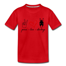 Load image into Gallery viewer, Toddler Peace Love Donkeys T-Shirt - red
