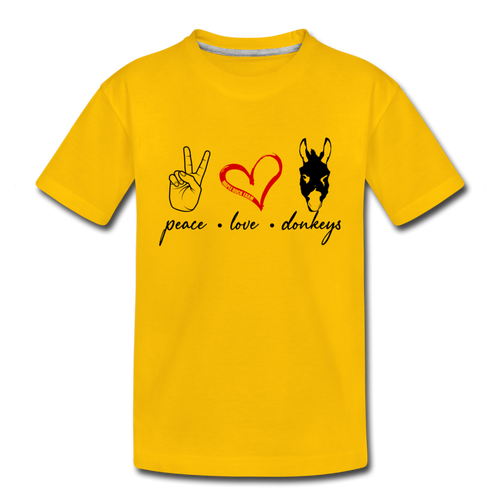 Toddler Peace Love Donkeys T-Shirt - sun yellow