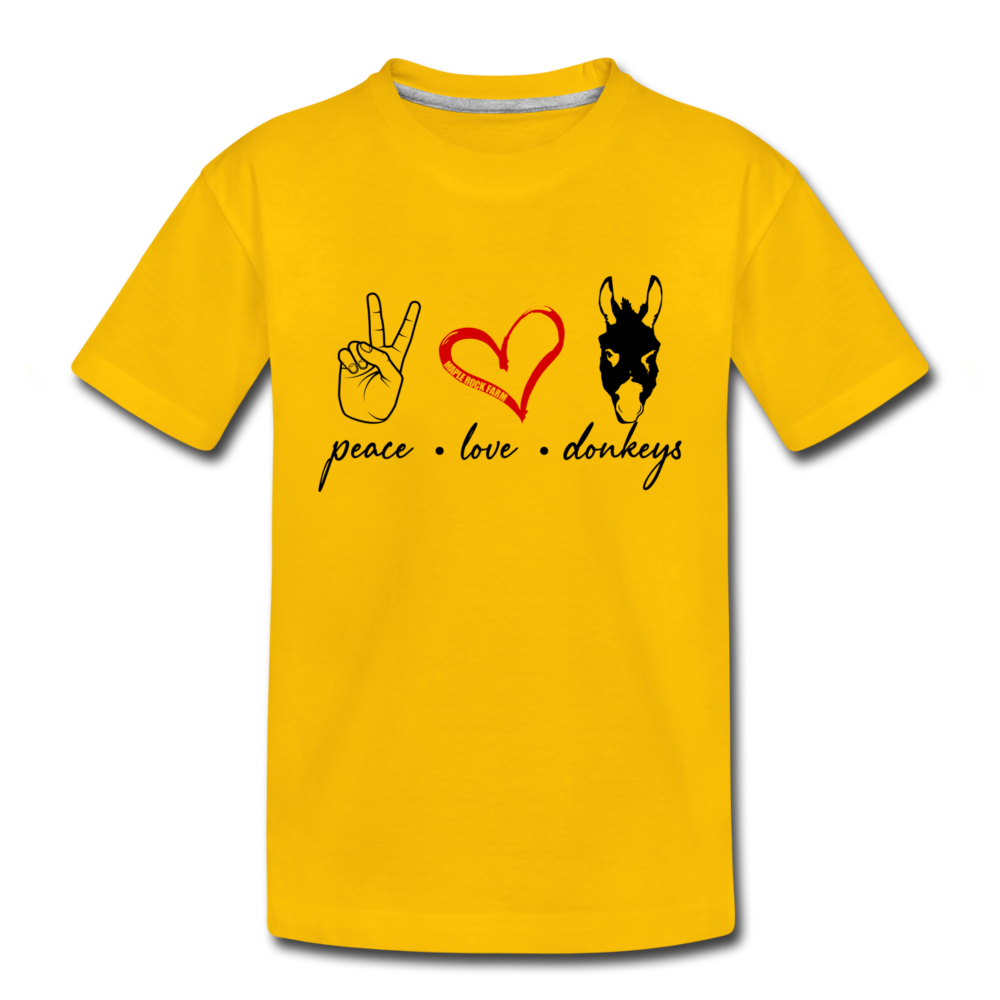 Toddler Peace Love Donkeys T-Shirt - sun yellow