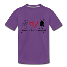 Load image into Gallery viewer, Toddler Peace Love Donkeys T-Shirt - purple
