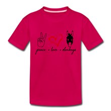 Load image into Gallery viewer, Toddler Peace Love Donkeys T-Shirt - dark pink
