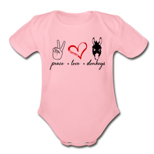 Load image into Gallery viewer, Baby Peace Love Donkeys Bodysuit - light pink
