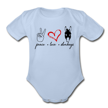 Load image into Gallery viewer, Baby Peace Love Donkeys Bodysuit - sky
