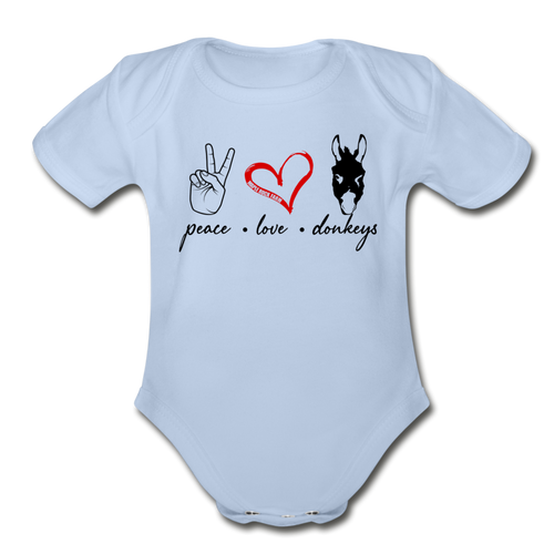 Baby Peace Love Donkeys Bodysuit - sky