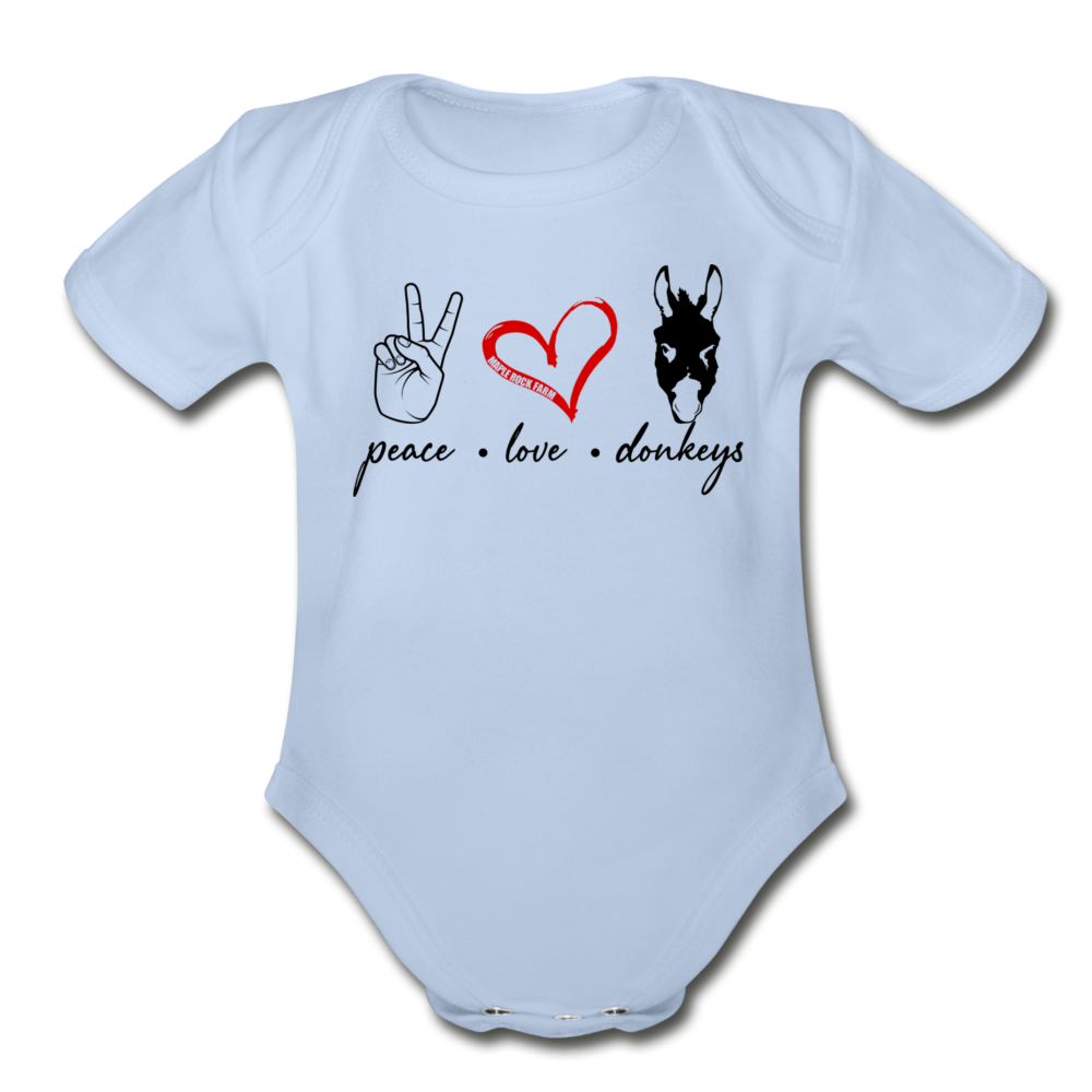 Baby Peace Love Donkeys Bodysuit - sky