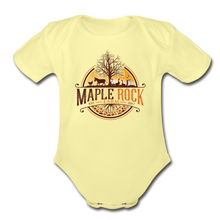 Load image into Gallery viewer, Baby Maple Rock Farm Logo - Short Sleeve Bodysuit - washed yellow
