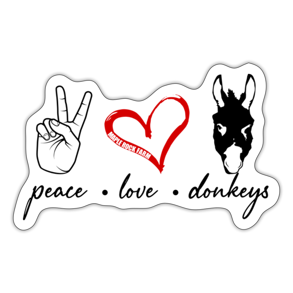 Peace Love Donkey - Sticker - white matte