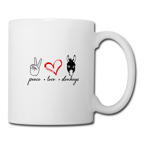 Peace Love Donkeys Mug - white