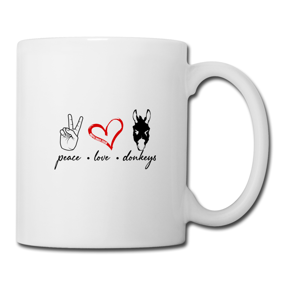 Peace Love Donkeys Mug - white