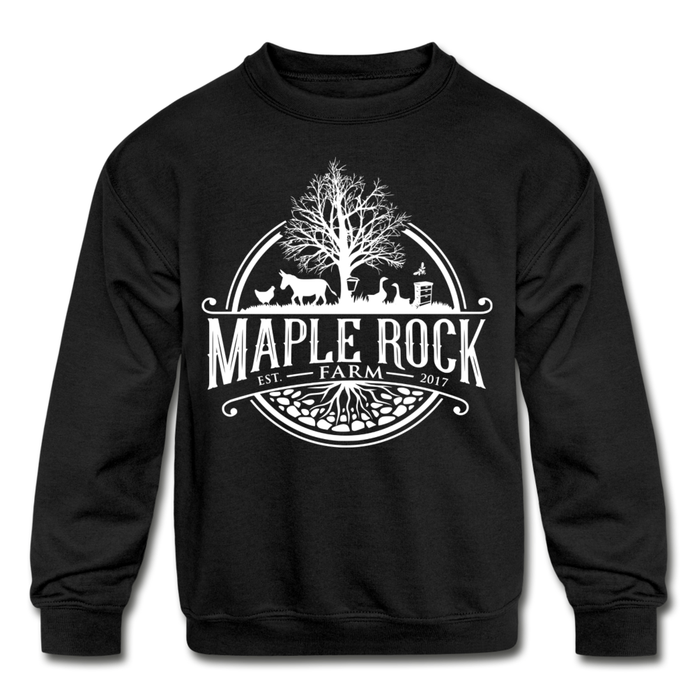 Kid's Maple Rock Farm Logo - Crewneck Sweatshirt - black