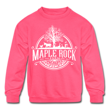 Load image into Gallery viewer, Kid&#39;s Maple Rock Farm Logo - Crewneck Sweatshirt - neon pink
