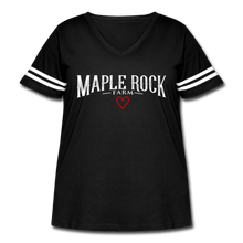 Load image into Gallery viewer, Women&#39;s Curvy Maple Rock Farm T-Shirt - black/white
