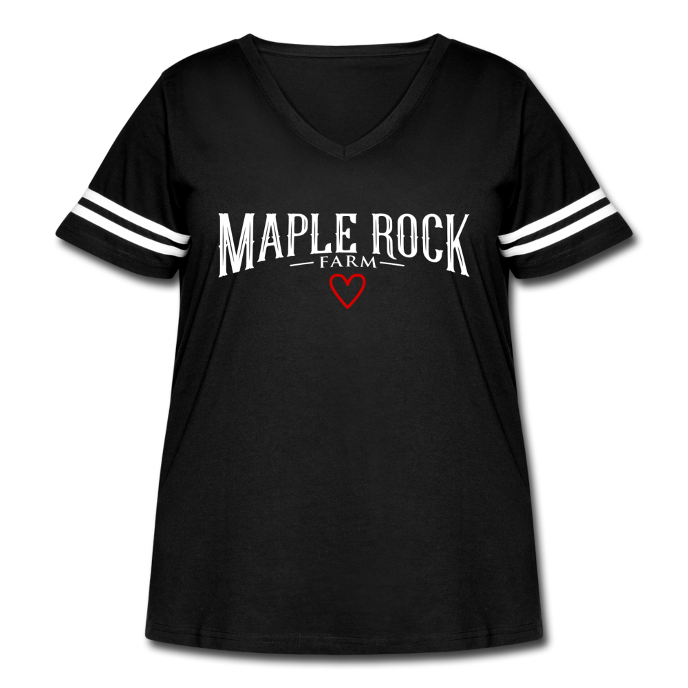 Women's Curvy Maple Rock Farm T-Shirt - black/white