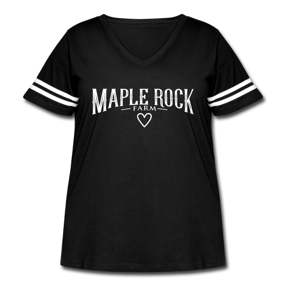 Women's Curvy Maple Rock Farm T-Shirt - black/white