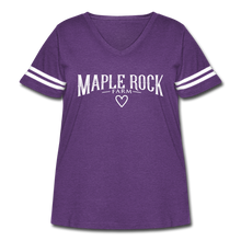 Load image into Gallery viewer, Women&#39;s Curvy Maple Rock Farm T-Shirt - vintage purple/white
