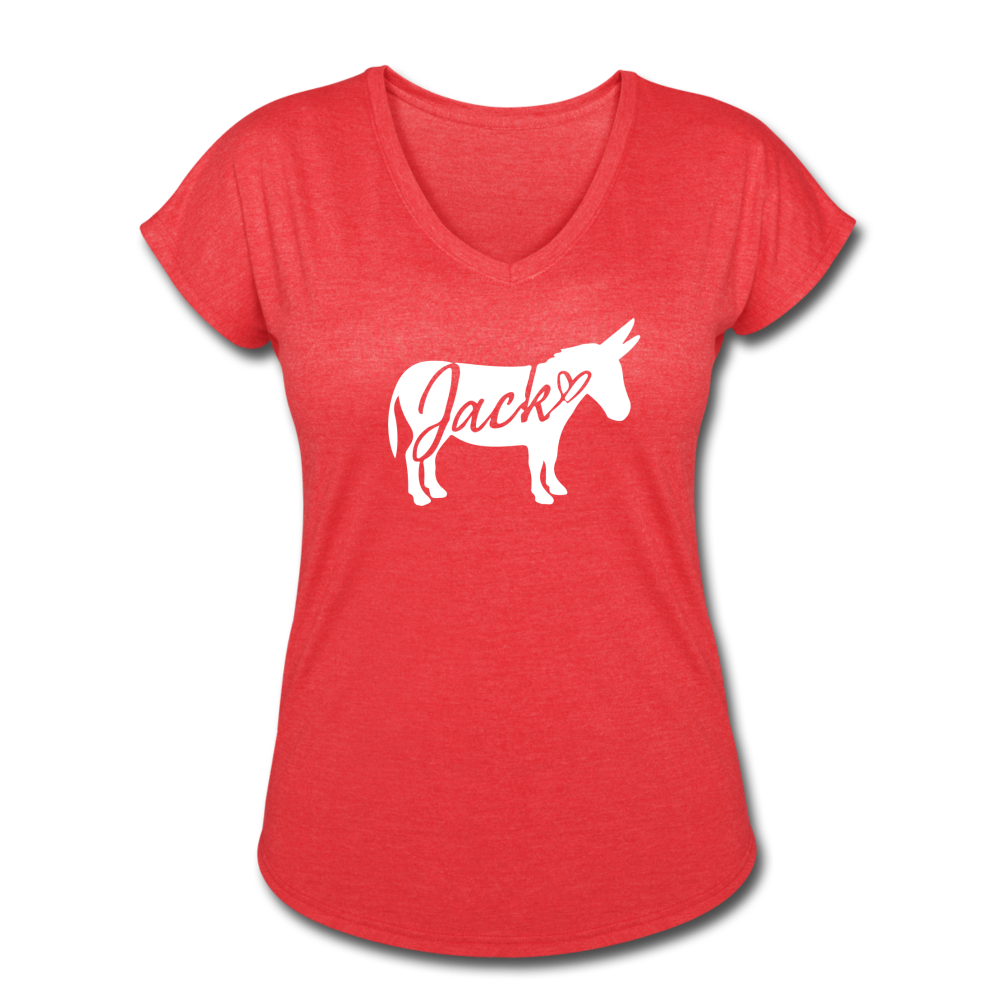 Women's 'Jack' V-Neck T-Shirt - heather red