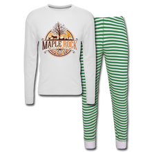 Load image into Gallery viewer, Unisex Maple Rock Farm Pajama Set - white/green stripe
