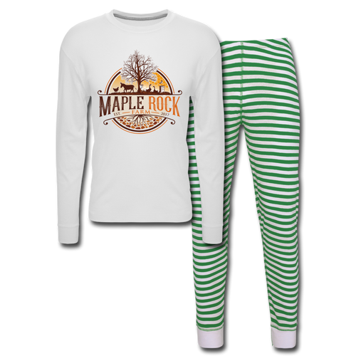 Unisex Maple Rock Farm Pajama Set - white/green stripe