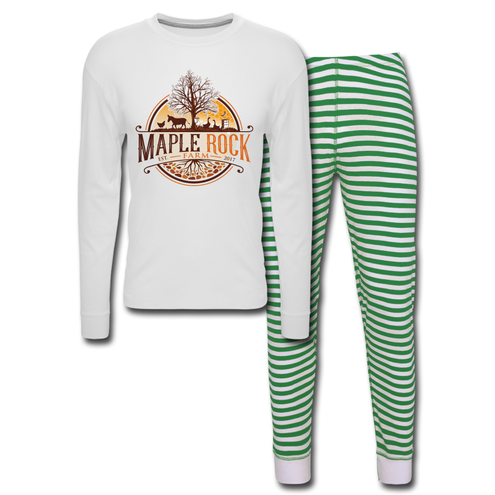 Unisex Maple Rock Farm Pajama Set - white/green stripe